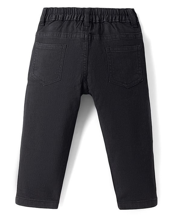 Babyhug Denim Full Length Slim Fit Washed Jeans With Stretch - Dark Blue