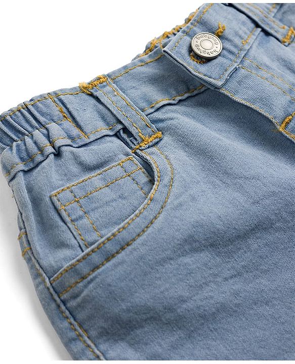 Babyhug Denim Full Length Slim Fit Washed Jeans With Stretch - Dark Blue