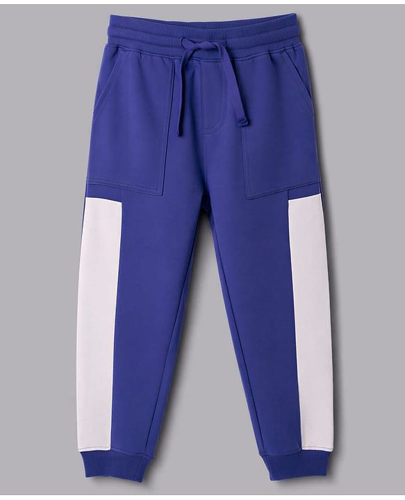 Pine Kids Looper Knit Half Sleeves Cool Vibe Printed Hooded Sweatshirt & Jogger set - Royal Blue