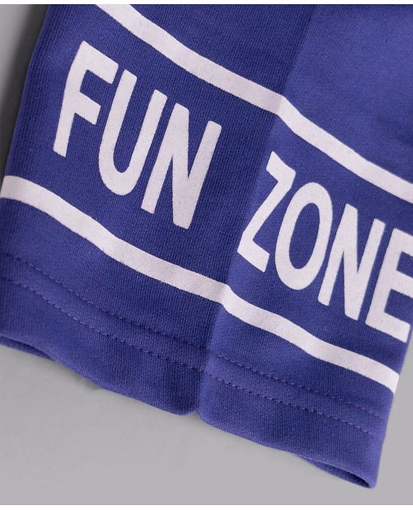 Pine Kids Looper Knit Half Sleeves Cool Vibe Printed Hooded Sweatshirt & Jogger set - Royal Blue