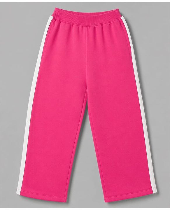 Pine Kids Cotton Looper Knit a Half Sleeves Text Printed Top & Pant Set - Dark Pink
