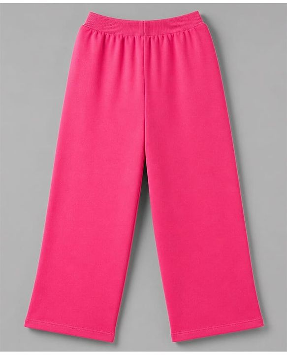 Pine Kids Cotton Looper Knit a Half Sleeves Text Printed Top & Pant Set - Dark Pink