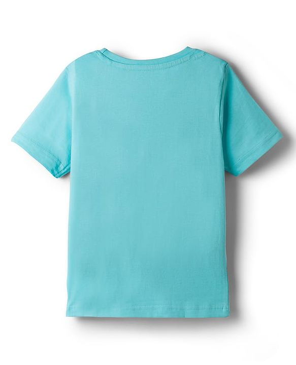 Pine Kids Cotton Knit Half Sleeves Text & Sloth Printed T-Shirt & Pyjama Night Suit - Light Blue