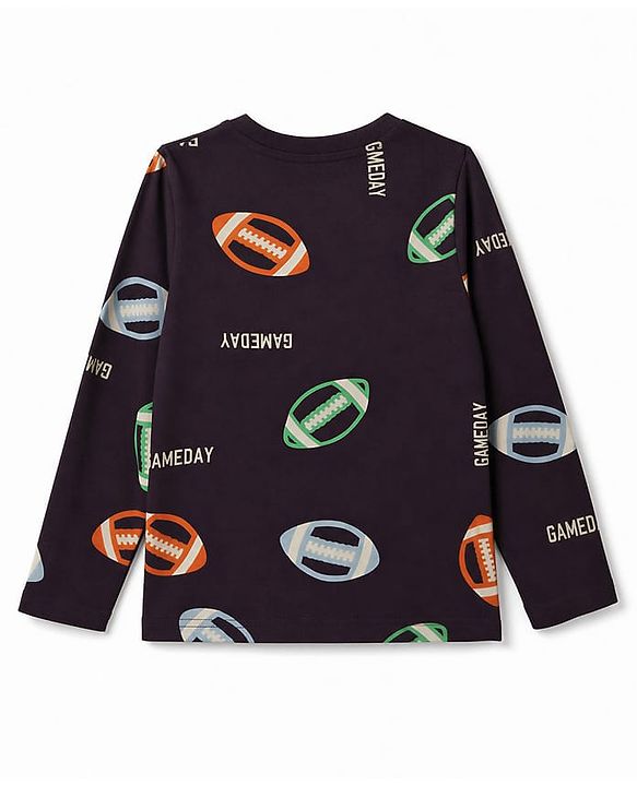 Pine Kids Cotton Knit Full Sleeves T-Shirt & Pyjama Co-ords Night Suit With Ball Print - Wine