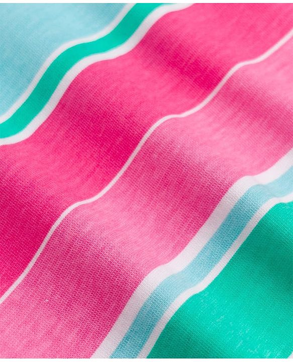 Pine Kids Cotton Knit Half Sleeves Striped T-Shirt - Dark Pink