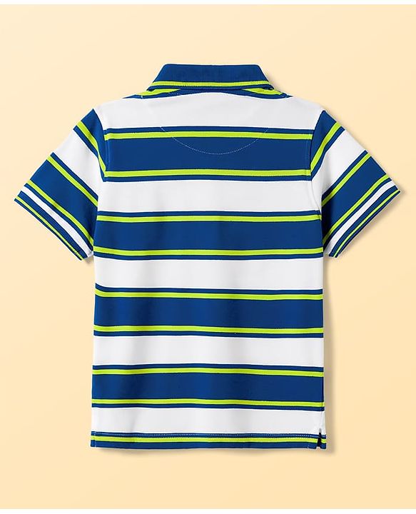 Pine Kids 100% Cotton Knit Half Sleeves Striped Polo T-Shirt - Multicolor
