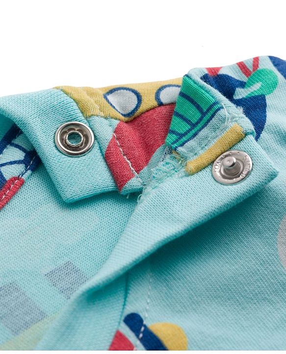 Babyhug 100% Cotton Knit Half Sleeves Co Ord T-Shirt & Pyjama Night Suit Vehicle Print - Blue