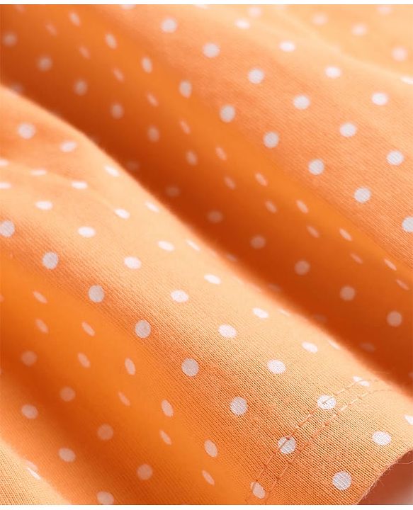 Babyhug 100% Cotton Single Jersey Knit Sleeveless Frock With Polka Dot Print - Orange