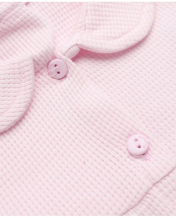 Babyhug 100% Cotton Knit Full Sleeves Co-Ords Shirt & Pyjama Night Suit - Pink
