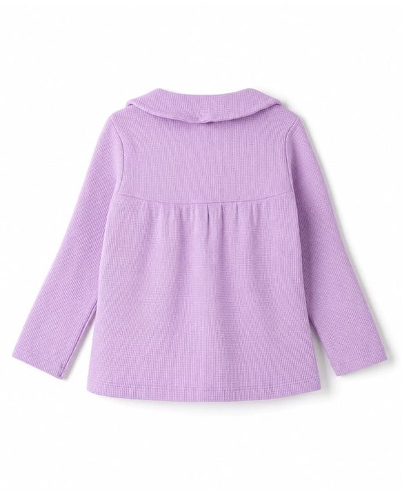 Babyhug 100% Cotton Knit Full Sleeves Co-Ords Top & Pyjama Night Suit with Pockets - Lavender