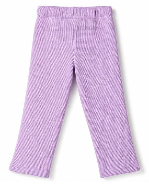 Babyhug 100% Cotton Knit Full Sleeves Co-Ords Top & Pyjama Night Suit with Pockets - Lavender
