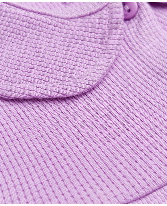 Babyhug 100% Cotton Knit Full Sleeves Co-Ords Top & Pyjama Night Suit with Pockets - Lavender