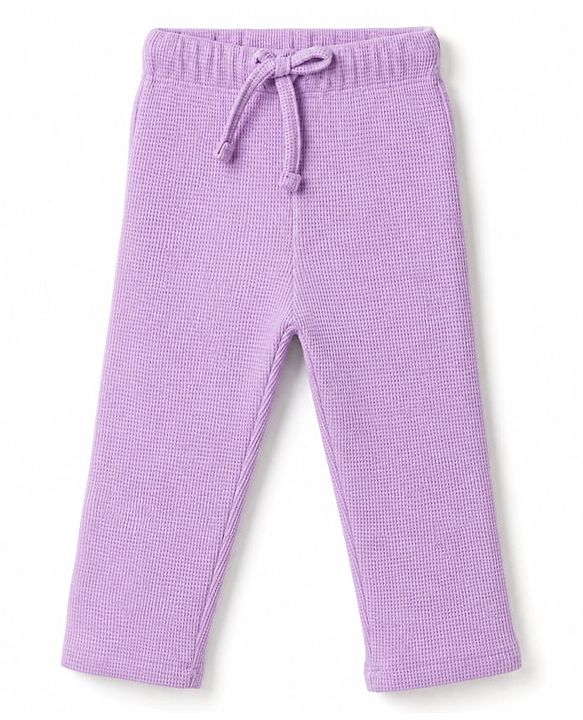 Babyhug 100% Cotton Knit Full Sleeves Co-Ords Top & Pyjama Night Suit with Pockets - Lavender
