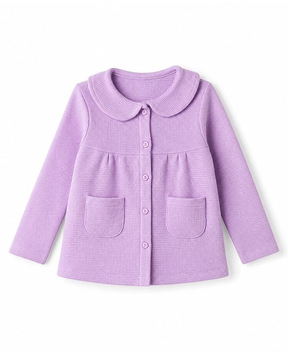 Babyhug 100% Cotton Knit Full Sleeves Co-Ords Top & Pyjama Night Suit with Pockets - Lavender