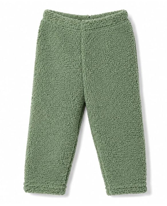 Babyhug Fur Velour Woven Full Sleeves Dino Embroidered Winter Wear Suit - Olive Green