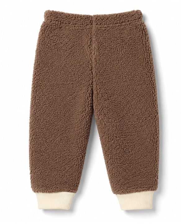 Babyhug  Fur Woven Full Raglan Sleeves Hooded Winter Wear Suit Teddy Patch - White & Brown