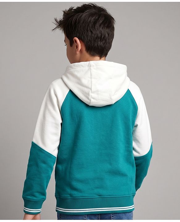 Pine Kids Cotton Mixes Knit Sweatshirt with Full Sleeves and Amazing Every Day Text Print - Green