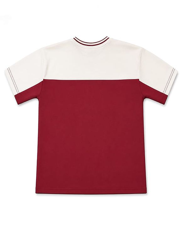 Pine Active Knit Half Raglan Sleeves FC Barcelona Printed T-Shirt with Shorts Football Set - Maroon & White