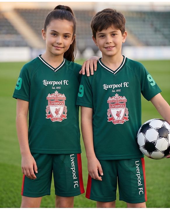 Pine Active Knit Half Raglan Sleeves Football Tee & Shorts Set - Green