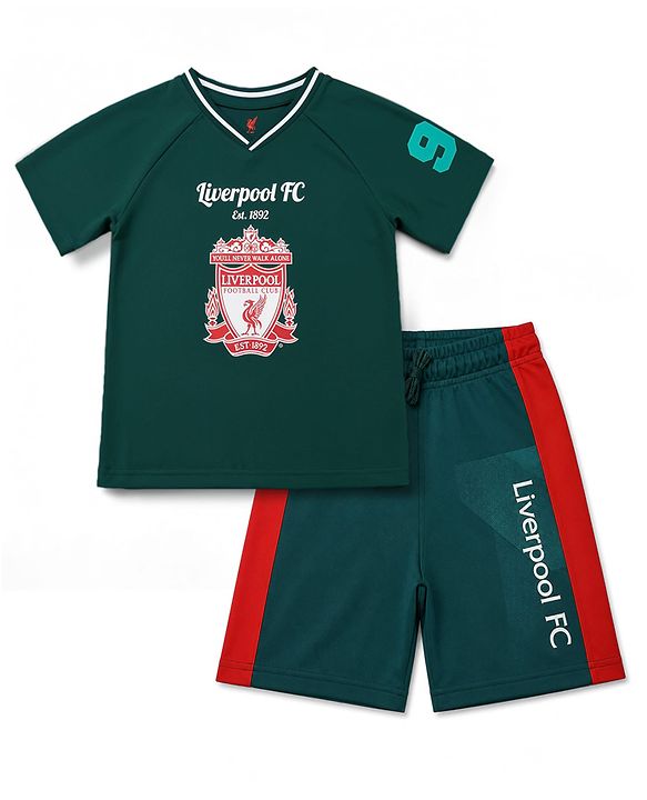 Pine Active Knit Half Raglan Sleeves Football Tee & Shorts Set - Green