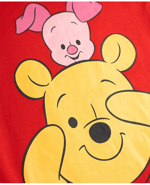 Babyhug Disney 100% Cotton Knit Full Sleeves Onesies & Bootie Leggings With Stripes & Winnie The Pooh Graphic - Multicolor