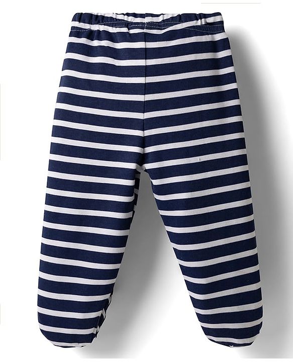 Babyhug Disney 100% Cotton Knit Full Sleeves Onesies & Bootie Leggings With Stripes & Winnie The Pooh Graphic - Multicolor