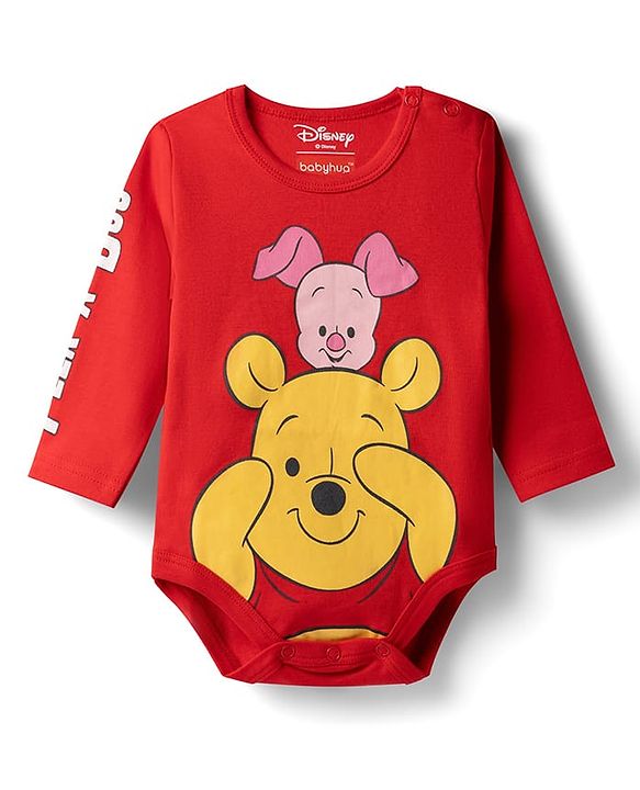 Babyhug Disney 100% Cotton Knit Full Sleeves Onesies & Bootie Leggings With Stripes & Winnie The Pooh Graphic - Multicolor