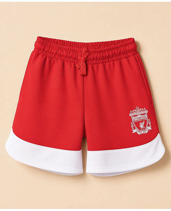 Pine Active Knit Drop Shoulder Half Sleeves Printed T-Shirt & Shorts Football Set - Red
