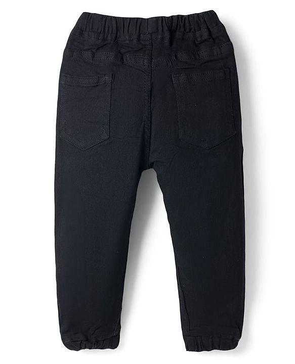 Babyhug Denim Full Length Jogger Style Washed Jeans With Stretch - Black