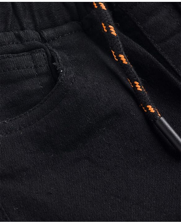 Babyhug Denim Full Length Jogger Style Washed Jeans With Stretch - Black