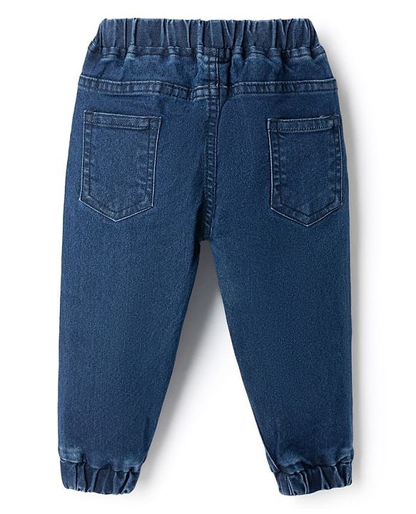 Babyhug Denim Full Length Jogger Style Washed Jeans With Stretch - Black
