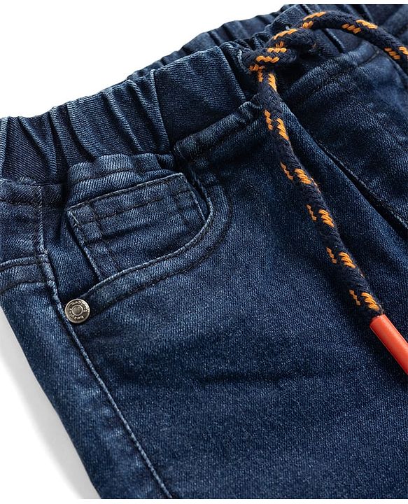 Babyhug Denim Full Length Jogger Style Washed Jeans With Stretch - Black
