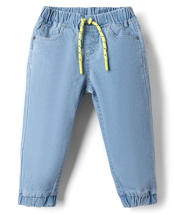Babyhug Denim Full Length Jogger Style Washed Jeans With Stretch - Black