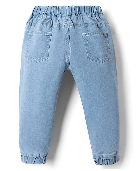 Babyhug Denim Full Length Jogger Style Washed Jeans With Stretch - Black