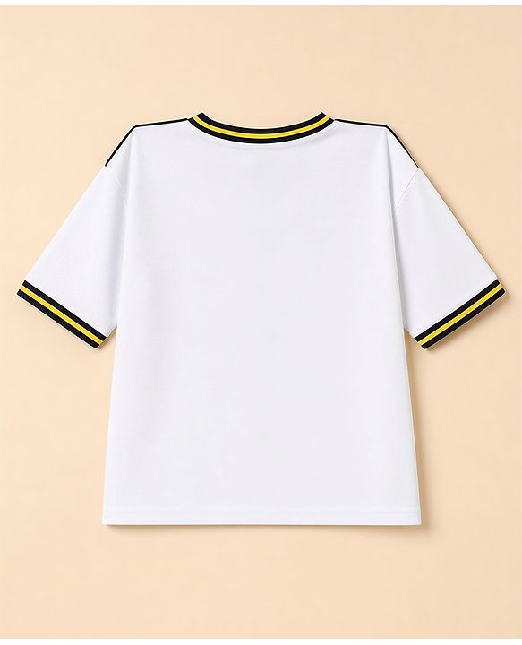 Pine Active Knit Half Sleeves Text T-Shirt & Shorts Football Set - White & Black