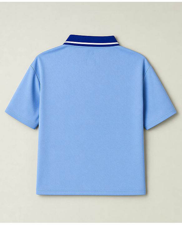 Pine Active Knit Half Sleeves Realmadrid Polo Tee with Shorts Football Set  -Light Blue