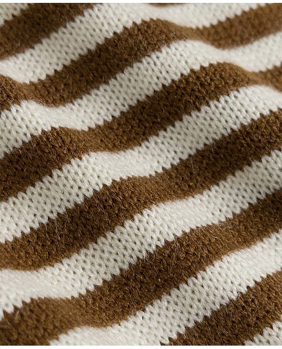 Babyhug Knit Full Sleeves Sweater Set with Stripes -Brown