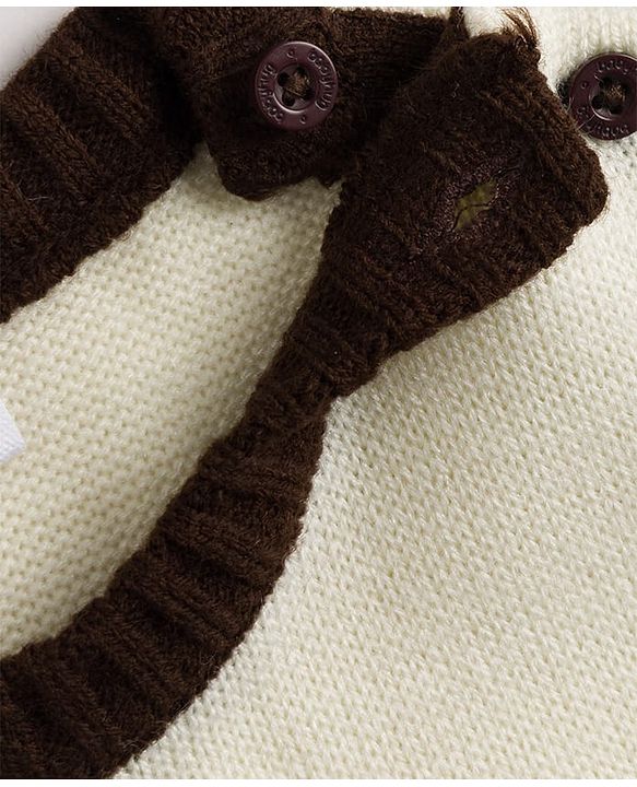 Babyhug Knit Full Sleeves Sweater Set with Stripes -Brown