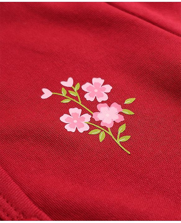 Babyhug 100% Cotton Interlock Knit Full Sleeves Front Open Jhablas With Floral Print Pack of 3 - Red & Pink