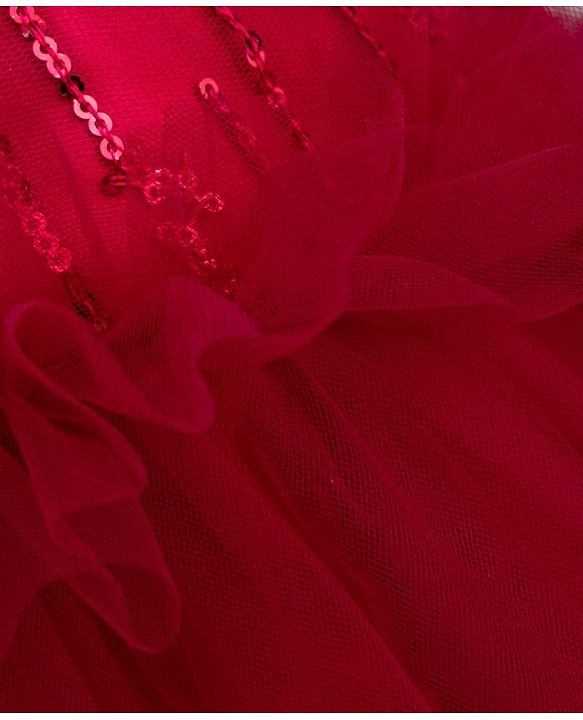 Pine Kids Mesh Woven Sleeveless Party Dress With Sequin Detailing - Dark Pink