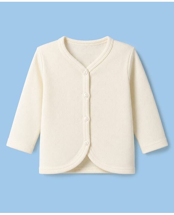 Babyhug 100% Cotton Knit Full Sleeves Front Open Jhablas Pack of 3 - White