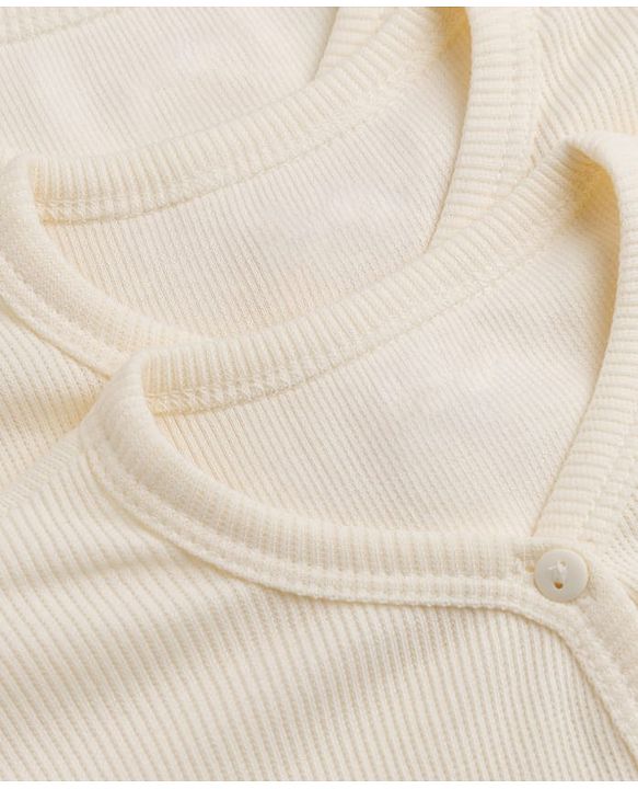 Babyhug 100% Cotton Rib Knit Full Sleeves Solid Colour Jhablas Pack of 3 - Cream