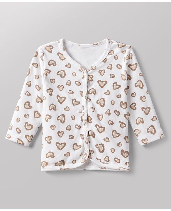 Babyhug 100% Cotton Interlock Knit Front Open Jhablas With Heart & Bow Print pack of 3 - Pink Peach White