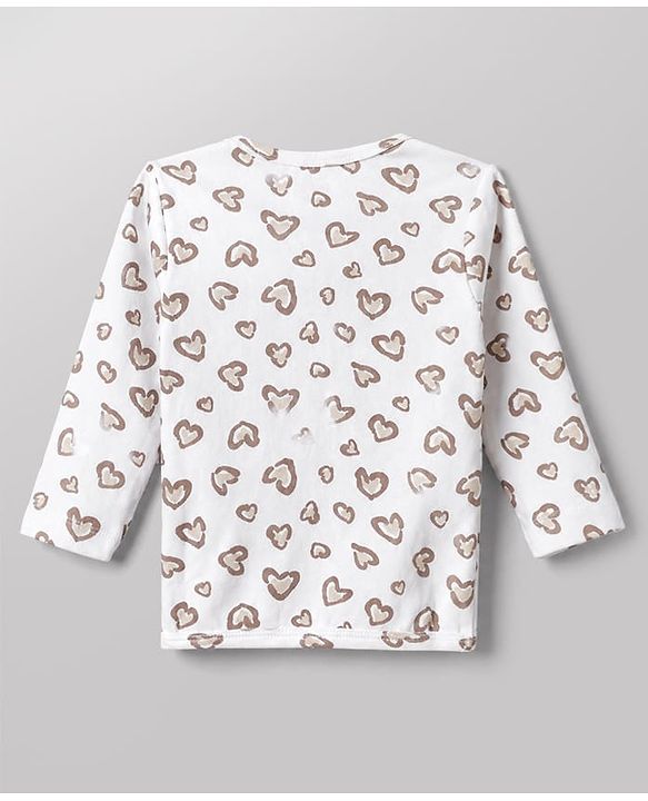 Babyhug 100% Cotton Interlock Knit Front Open Jhablas With Heart & Bow Print pack of 3 - Pink Peach White