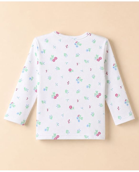 Babyhug 100% Cotton Interlock Knit Front Open Striped Jhablas With Floral & Polka Dot Print Pack of 3 - Light Blue, White & Pink