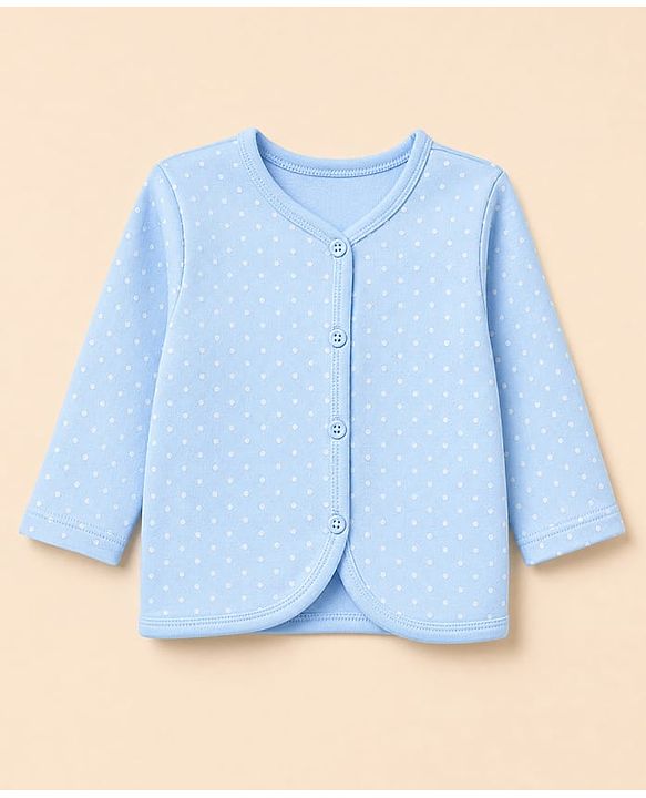 Babyhug 100% Cotton Interlock Knit Front Open Striped Jhablas With Floral & Polka Dot Print Pack of 3 - Light Blue, White & Pink
