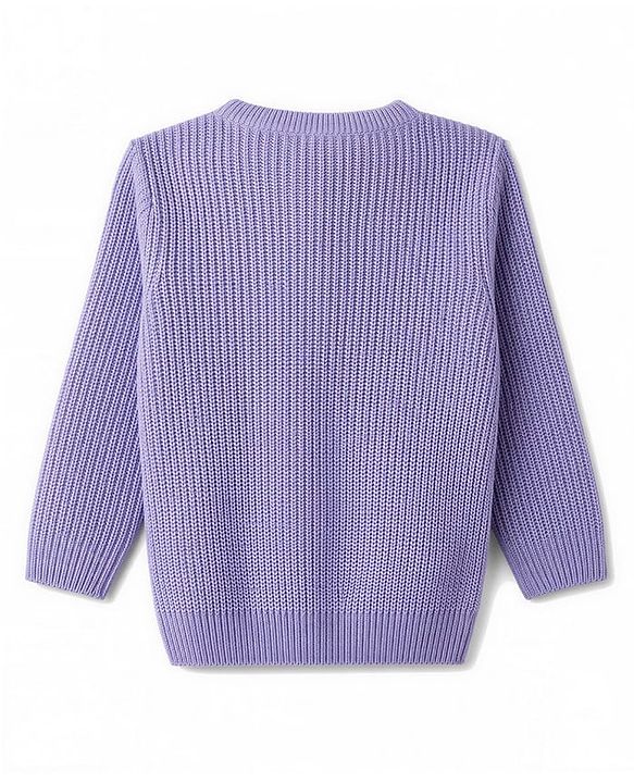 Babyhug Knit Full Sleeves Solid Colour Sweater Set - Lilac