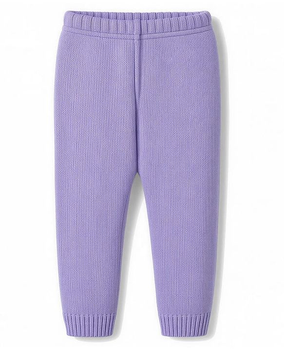 Babyhug Knit Full Sleeves Solid Colour Sweater Set - Lilac