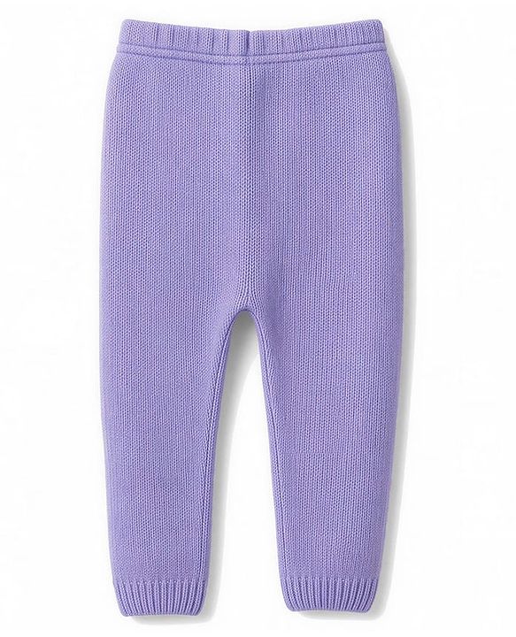 Babyhug Knit Full Sleeves Solid Colour Sweater Set - Lilac