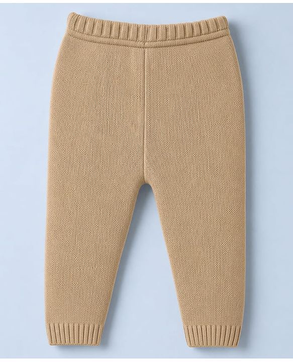 Babyhug Knit Full Sleeves Sweater Set With Cable Knit - Beige